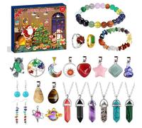 Calendrier de l'Avent bijoux pierres précieuses - Collier bracelet - 24 jours - Acier inoxydable