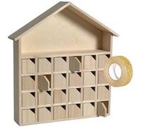 Calendrier de l'Avent bois Maison 31,5 x 7 x 34 cm + masking tape doré à paillettes 5 m Beige G