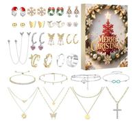 Calendrier de l'Avent Boucles d'oreilles femme bracelets pendentif | Bijoux de Noël 25 jours Bijoux Mode Accessoires Femme Fille Ado Pour Fêtes Halloween Pâques