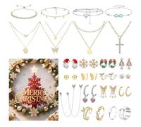 Calendrier de l'Avent Boucles d'oreilles femme bracelets pendentif | Ensemble Bijoux Noël 25 Jours Bijoux Mode Accessoires Femme Fille Ado Pour Fêtes Halloween Pâques