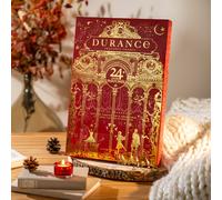 Durance - Calendrier de l'Avent Bougies Parfumées 2026 - 24 Bougies Chauffe-Plat 15 g + Photophore en Verre Rouge
