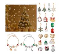 Calendrier De L'Avent Bracelet 2025 Pour Fille, Calendrier De Compte À Rebours De Noël De 24 Jours Avec 2 Bracelets Et 22 Accessoires À Motifs De Noël, Pour 5 6 7 8 9 10 11 12 Ans