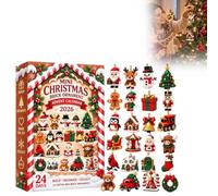 Calendrier de l'avent brique de noël 2026, Compte à rebours box，B | 24 mini ornements festifs avec boucles de suspension, Décoration de sapin et couronnes pour fêtes de fin d'année