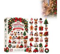 Calendrier de l'avent brique de noël 2026, Compte à rebours box，C | 24 mini ornements festifs avec boucles de suspension, Décoration de sapin et couronnes pour fêtes de fin d'année