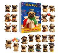 Calendrier De L'Avent Carlin 2025, Calendrier De Compte À Rebours De Noël 24 Jours Avec 24 Adorable Carlins Acrylique Plats 2D, Collection Pour, Filles, Garçons Et Tout-petits