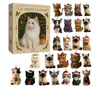 Calendrier de l'Avent Cat 2025, calendrier de compte à rebours de vacances avec 24 figurines chatons, ornements chats en acrylique 2D, décorations à suspendre pour arbres de Noël pour amoureux des