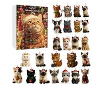 Calendrier De L'Avent Chat 2025, Calendrier De Compte À Rebours 2025 Avec Pendentif Plat À Motif Chats En Acrylique 2D 24 Jours Décorations De Vacances Pour Bureau Mur Arbre
