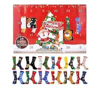 Calendrier de l'Avent Chaussettes 2025 Hommes Femmes, Calendrier de l'Avent Chaussettes de Noël Drôles avec 12 Paires Chaussette en Coton Chaudes et Douces pour, Parents, Amis et Adolescents