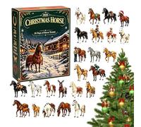 Calendrier de l'Avent Chevaux 2026 avec 24 décorations en acrylique 2D | Compte à rebours de 24 jours avants Noël - Cadeau festif pour les familles passionnées d'équitation