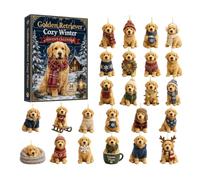 Calendrier de l'Avent Chien 2026, Ornements en Acrylique pour Chiot | Acrylique durable, 24 pendentifs festifs uniques pour décorer le sapin de Noël, cordons inclus Petit chien