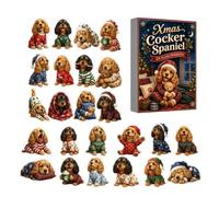 Calendrier de l'Avent Chien Animal Déco de Noël en acrylique 2D | Figurine Chien Père Noël Compte à Rebours Pour Filles Collectionneurs Fête Cheminée Étagère Bureau