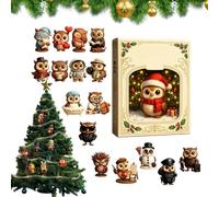 Calendrier de l'Avent Chouette Noël 2026 | 24 Figurines Miniatures PVC 3D | Cadeau de Compte à Rebours Créatif, Déco Sapin, Mini poupéen de Collection Adorable pour Enfant & Adulte, Boîte Rétro Chic