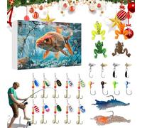 Calendrier de l'Avent Compte à Rebours Appâts Pêche Kit de 24 Jours de | Compte à Rebours jusqu'à Noël Pour Hommes, Petit Ami, Mari, Père, Grand-Père et Pêcheur