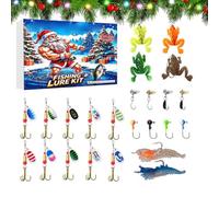 Calendrier De L'Avent Compte À Rebours Noël Coffret 24 Jours avec Leurres | Compte à Rebours Noël Matériel Pêche Pour Pêcheurs Expérimentés, Débutants, Père, Mari, C