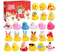 Calendrier de l'Avent de Canard en Caoutchouc, Calendrier Avent Bebe 2026 | Jouets de Bain 24 Calendrier de l'Avent Canard Mignon Noel pour Cadeaux de Noël pour Garçons et Filles