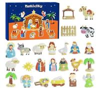 Calendrier de l'Avent de la Nativité 2026, ensemble 24 pièces pour enfants | Compte à rebours de Noël avec crèche..Éducatif, amusant..pièces..Vacances.