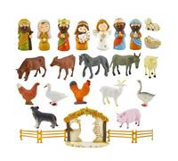 Calendrier de l'Avent de Noël 2025 Scène de crèche 24 jours | Petites figurines de crèche - Calendrier de Noël pour décoration de la maison, chambre à coucher, salon, salle de classe