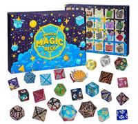 Calendrier de l'Avent de Noël - 24 cubes - Kit polyédrique - Jeu de rôle - 11,02 x 6,3 x 1,18 pouces - Jeu de rôle de Noël - Remplisse-bas - Activités de liaison familiale - Festif