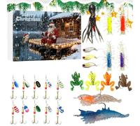 Calendrier de l'Avent de Noël 24 Jours de Leurres Portables pour les | matériel de pêche avec compte à rebours Noël Pour Débutants, Père, Petit Ami, Adolescents et les Fêtes de