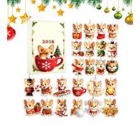 Calendrier de l'Avent de Noël 24 Ornements de Collection Chien et Chat | Calendrier de l'Avent pour Animaux de Compagnie Sapin Fenêtre Mur Étagère Salon Chambre Bureau UN