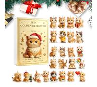 Calendrier de l'Avent de Noël 2D Acrylique 24 jours Chat Chien Décoration | Décoration de l'Avent festive avec compte à rebours pour arbre, fenêtre, mur, cheminée, bibliothèque, salon