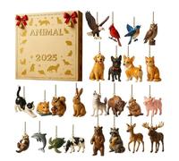 Calendrier De L'Avent De Noël Animal 2025 | 24 Décorations En Acrylique 2D - Calendrier de Compte à Rebours d'Ornements Festifs,Pour Porte D'Entrée Bureau Couronne Mur Jardin Chambre