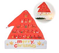 Calendrier de l'Avent de Noël avec poches 2026 à suspendre au mur | Calendrier de compte à rebours réutilisable en tissu avec bonnet de Père Noël - 24 jours
