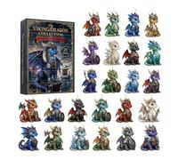 Calendrier de l'Avent de Noël Boîte Calendrier 2D en Acrylique avec | Décorations de Sapin de Noël Dragon Compte à Rebours 24 Jours Rétroviseur de