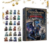 Calendrier de l'Avent de Noël Boîte calendrier de pendentifs animaux en | Décorations de Sapin de Noël Dragon Compte à Rebours 24 Jours pour Maison, Poignée de Porte, Branc