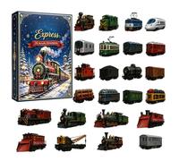 Calendrier de l'Avent de Noël Coffret Avent en Acrylique 2D | Calendrier de l'Avent Ornement Train 24 Jours Maison, Porte d'Entrée, Guirlande, Vacances, Voiture,