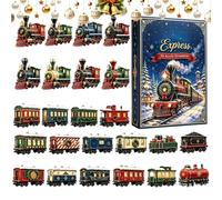 Calendrier de l'Avent de Noël Coffret Avent en Acrylique 2D | Ornement de Train Décompte de 24 Jours pour Sapin pour Porte d'Entrée, Maison, Branches, Sapin, Voiture,