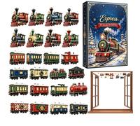 Calendrier de l'Avent de Noël Coffret Avent en Acrylique 2D | Ornement de Train Décompte de 24 Jours pour Sapin pour Fêtes, Branches, Porte d'Entrée, Maison, Sapin, Voiture, Manteau,
