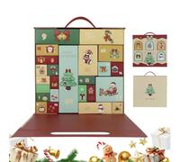 Calendrier de l'Avent de Noël Décor vide réutilisable avec poignée | Boîte en pour Compte à Rebours de Noël Pour Chocolats Bijoux Petits Bonbons Garçons Filles
