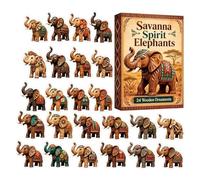 Calendrier de l'Avent de Noël Éléphant 24 Jours de l'Avent en Acrylique 2D | Calendrier 2026 Compte à Rebours des Fêtes Adultes Maison Salon Chambre de Bébé Sapin Cheminée