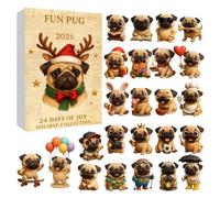 Calendrier de l'Avent de Noël Figurines Carlins Mignons 3D 24 Jours | Statuette Chiot Dessin Animé pour Table pour adultes, , bureau, salon, chambre, bibliothèque