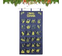 Calendrier de l'Avent de Noël - Sac de rangement imprimé - Rangement mural décoratif à suspendre avec plusieurs poches - Calendrier de bonbons - Présentoir mural avec organisateur festif