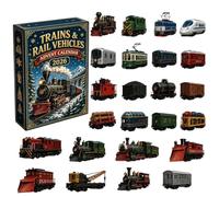 Calendrier de l'Avent de Noël Trains et Véhicules Ferroviaires, Décoration à Suspendre en Acrylique 2D pour les 24 Jours de l'Avent, Décoration de Noël Pendentif Ornement pour Sapin Fenêtre Cheminée