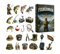 Calendrier de l'Avent du Pêcheur Breloques de Pêche Réalistes en Acrylique | Calendrier de l'Avent à Thème Pêche pour Papa Copain Grand-père Ados Pêcheurs Adultes Fêtes de Noël