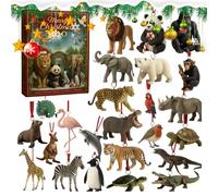 Calendrier de l'Avent du zoo de Noël - 2025, 24 jours Calendriers du compte de vacances | 2D PENDANT DE FIGURIN ANIMAL acrylique avec dees lions, des girafes, dess dauphins pour les enfantss Activité