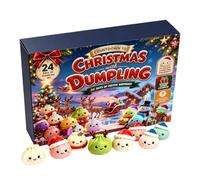 Calendrier de l'Avent Dumpling Squishies de Noël, Compte à Rebours de Noël 24 Jours de Souple Boulettes de Noëls, Mini Dumpling Sensoriels Surprises à Glisser dans les Chaussettes de Noëls