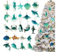 Calendrier de l'Avent en acrylique 2D - Décoration de Noël - Compte à rebours d'animaux marins - Parfait pour la chambre à coucher, la décoration d'arbre, cadeau de fan