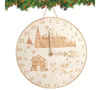 Calendrier de l'Avent en Bois - Horloge Murale Décorative (28 cm) avec Compte à Rebours de Noël, Aiguilles en Forme de Soldat Casse-Noisette, Décorations de Noël pour Cheminée ou Murale (Bois)