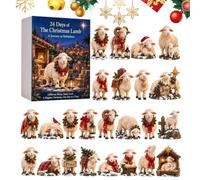 Calendrier de l'Avent en forme d'agneau de Noël, compte à rebours de 24 | Décorations d'agneau en acrylique durable pour compte à rebours de Noël de 24 jours, arbre festif et décoration à suspendre