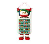 Calendrier de l'Avent en Tissu, 24/25 Poches Suspendu pour Noël | Texture en Lin Résistant, Tiges de Suspension Robustes, Motifs Festifs, Décoration Réutilisable, Installation Facile