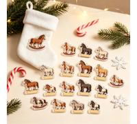 Calendrier De L'Avent Équitation 2026, Chevaux, 24 Ornements Plats 2D | Robes Et Silhouettes De Chevaux Variées, Une Découverte Par Jour, À Suspendre Au Sapin, Pour Les Amateurs De Chevaux