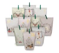 Calendrier de l'Avent Extravagant à remplir - avec 24 Sacs-Cadeaux de Couleur Pastel et 24 Autocollants et Pinces à numéros - Motif Hygge - pour bricoler et Offrir - Noël et Avent