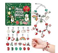 Calendrier de l'Avent Fille Bijoux, Kit Bracelet de Noël DIY 24 Enfant | 2 Bracelets Réglables et Breloques Thème Fête en Crista Alliagen, Cadeau Créatif Compte à Rebours de Noël pour Enfant et Ado