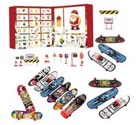 Calendrier De L'Avent Finger Skateboard 2025, Calendrier De L'Avent Des Jouets De Noël Avec Ensemble De Mini-skateboard Et Panneau De Signalisation Pour Vacances, Anniversaire, Fête