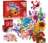 Calendrier de l'Avent Fleurs 2026, 24 Kit Construction Bouquet de Fleurs | Floraux Briques Cadeau de Calendrier de l'Avent Créatif Noël pour Femme Ado Fille Couple