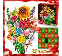 Calendrier de l'Avent Fleurs Succulentes, Compte à Rebours de 24 Jours avec Blocs de Construction de Bouquet pour Enfants et
